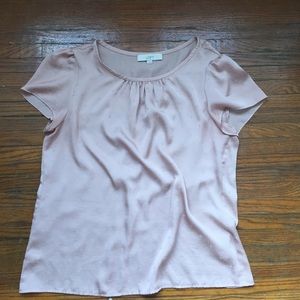 LOFT Size Large pink polka dot blouse